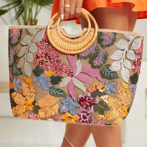 Handbags - FLOWER/LEAF SEQUIN BAG